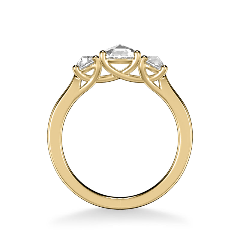 Artcarved Bridal Mounted Mined Live Center Classic Rose Goldcut 3-Stone Engagement Ring Belinda 14K Yellow Gold