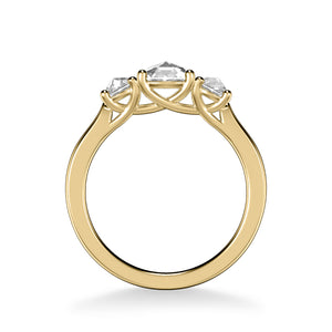Artcarved Bridal Mounted Mined Live Center Classic Rose Goldcut 3-Stone Engagement Ring Belinda 14K Yellow Gold
