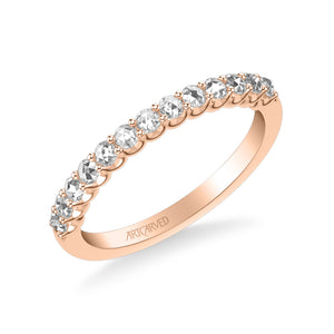 Artcarved Bridal Mounted with Side Stones Classic Rose Goldcut Diamond Wedding Band Belinda 14K Rose Gold