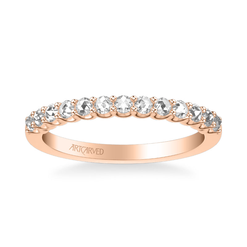 Artcarved Bridal Mounted with Side Stones Classic Rose Goldcut Diamond Wedding Band 18K Rose Gold