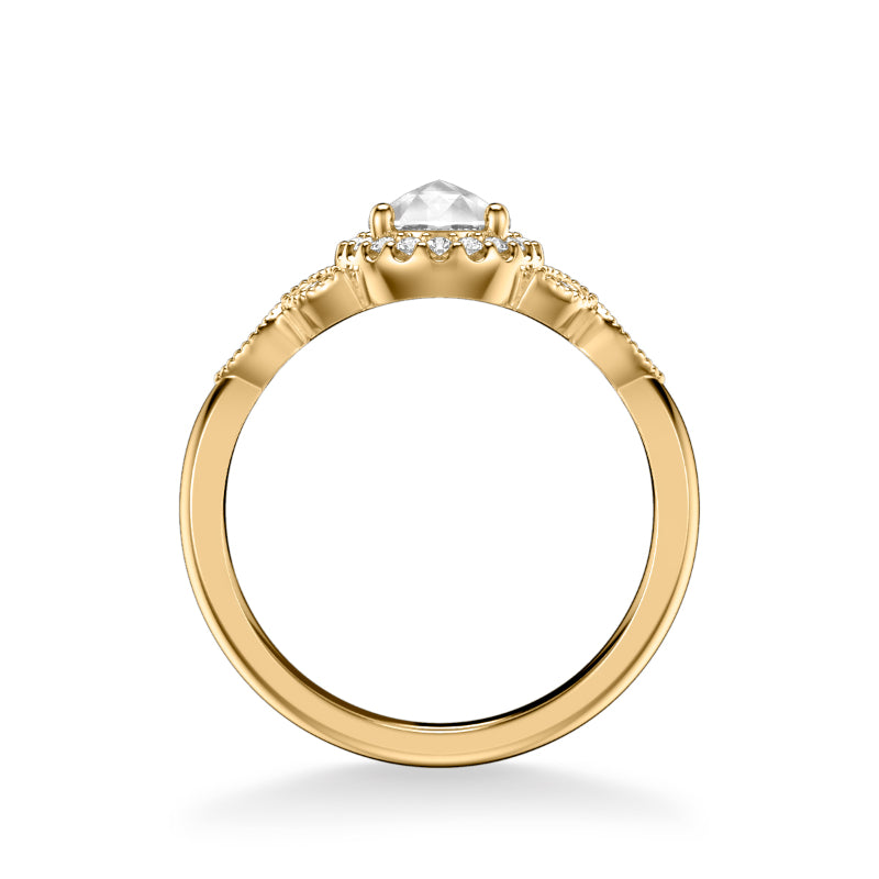 Artcarved Bridal Mounted Mined Live Center Contemporary Rose Goldcut Halo Engagement Ring Isabella 14K Yellow Gold