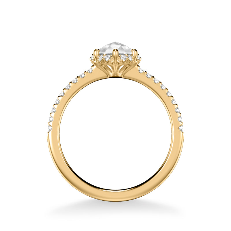 Artcarved Bridal Mounted Mined Live Center Classic Rose Goldcut Halo Engagement Ring Paula 18K Yellow Gold