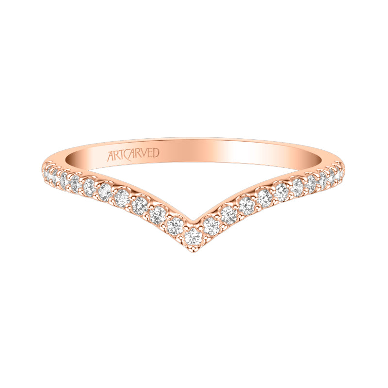 Artcarved Bridal Mounted with Side Stones Classic Rose Goldcut Diamond Wedding Band Paula 18K Rose Gold