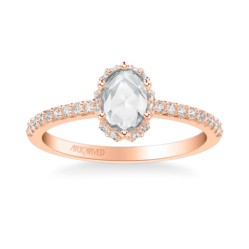 Artcarved Bridal Mounted Mined Live Center Classic Halo Engagement Ring Madelyn 14K Rose Gold