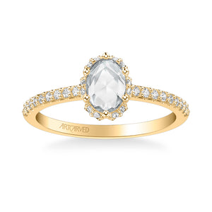 Artcarved Bridal Mounted Mined Live Center Classic Halo Engagement Ring Madelyn 18K Yellow Gold