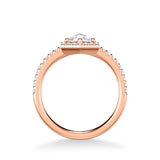 Artcarved Bridal Mounted Mined Live Center Contemporary Rose Goldcut Halo Engagement Ring Angelyn 14K Rose Gold