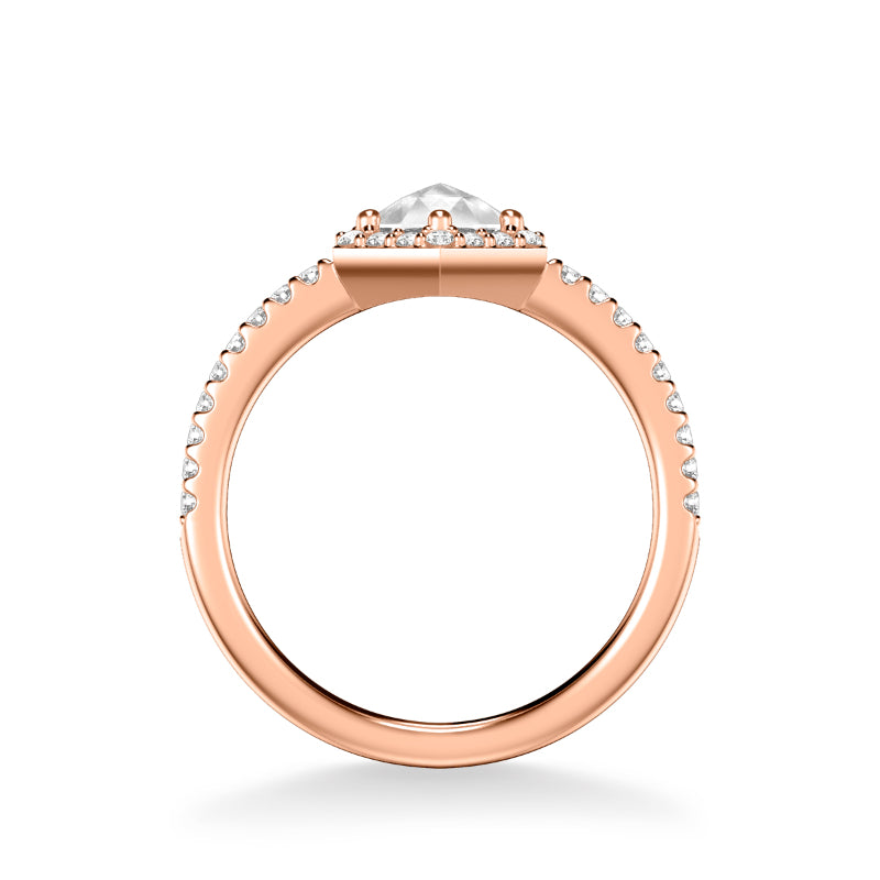 Artcarved Bridal Mounted Mined Live Center Contemporary Rose Goldcut Halo Engagement Ring Angelyn 18K Rose Gold