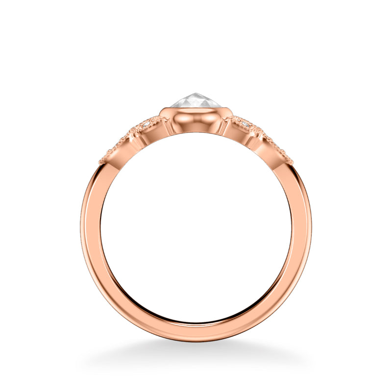 Artcarved Bridal Mounted Mined Live Center Contemporary Engagement Ring 18K Rose Gold