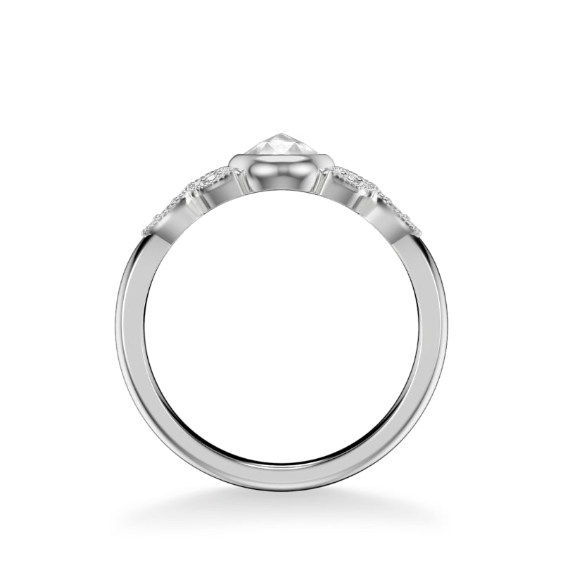 Artcarved Bridal Mounted Mined Live Center Contemporary Engagement Ring Charlotte 14K White Gold