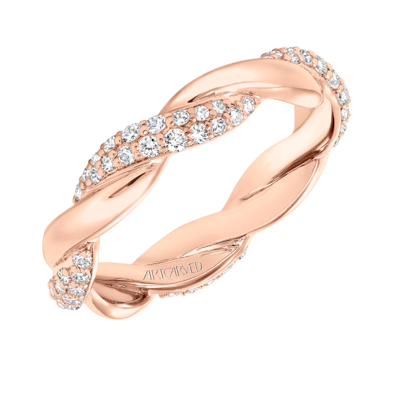 Artcarved Bridal Mounted with Side Stones Contemporary Stackable Eternity Anniversary Band 14K Rose Gold