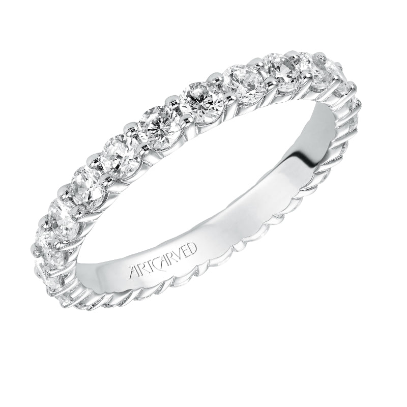 Artcarved Bridal Mounted with Side Stones Contemporary Stackable Eternity Anniversary Band 14K White Gold