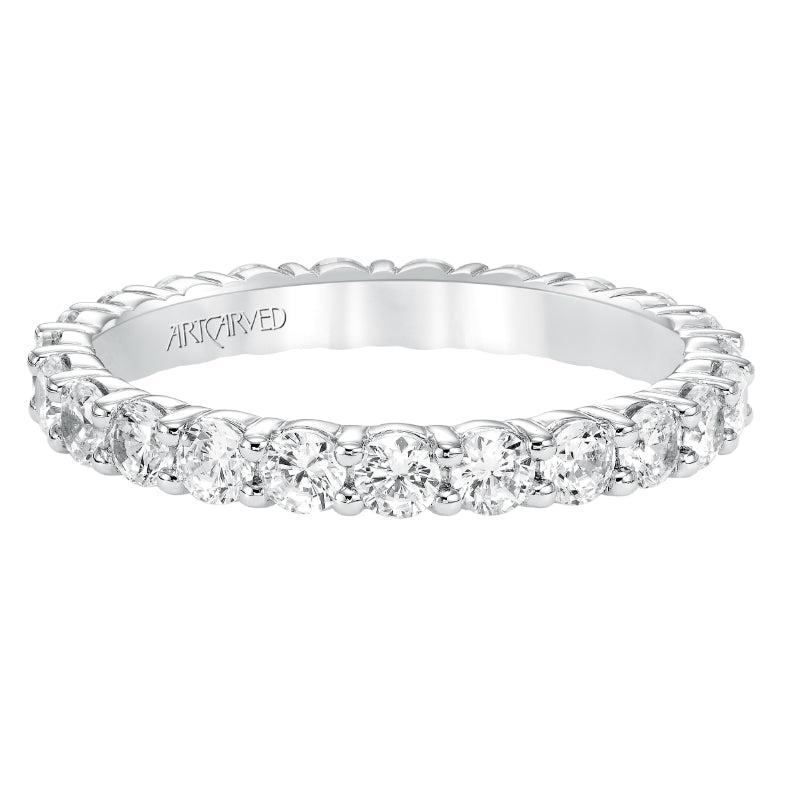 Artcarved Bridal Mounted with Side Stones Contemporary Stackable Eternity Anniversary Band 14K White Gold