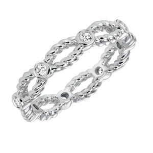 Artcarved Bridal Mounted with Side Stones Contemporary Stackable Eternity Anniversary Band 14K White Gold