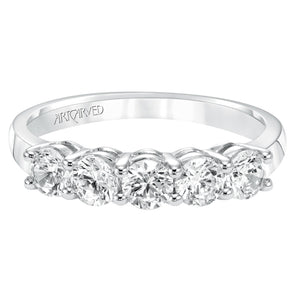 Artcarved Bridal Mounted with Side Stones Classic 5-Stone Diamond Anniversary Band 14K White Gold