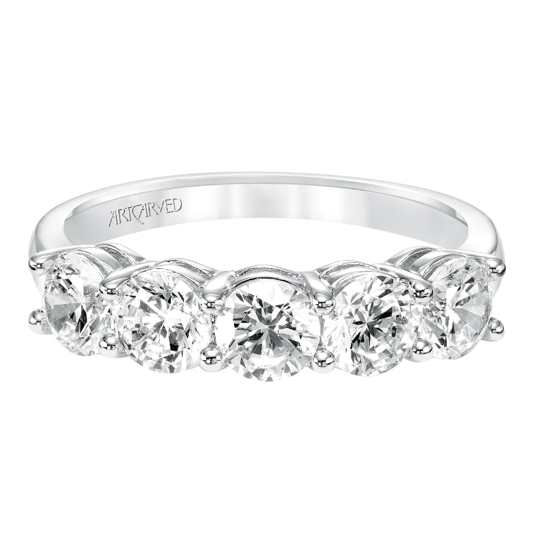 Artcarved Bridal Mounted with Side Stones Classic 5-Stone Diamond Anniversary Band 14K White Gold