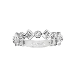 Artcarved Bridal Mounted with Side Stones Contemporary Fashion Diamond Anniversary Band Jennifer 14K White Gold