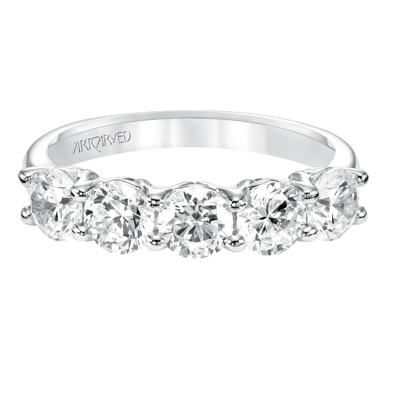 Artcarved Bridal Mounted with Side Stones Classic Diamond Anniversary Band 14K White Gold