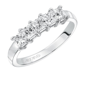 Artcarved Bridal Mounted with Side Stones Classic Diamond Anniversary Band 14K White Gold