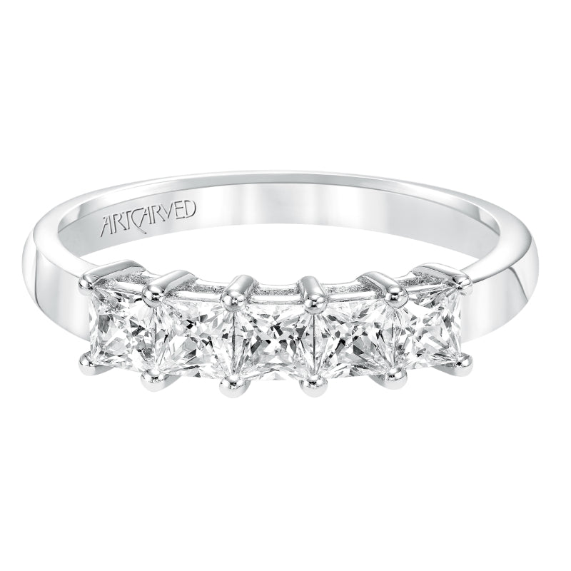 Artcarved Bridal Mounted with Side Stones Classic Diamond Anniversary Band 14K White Gold