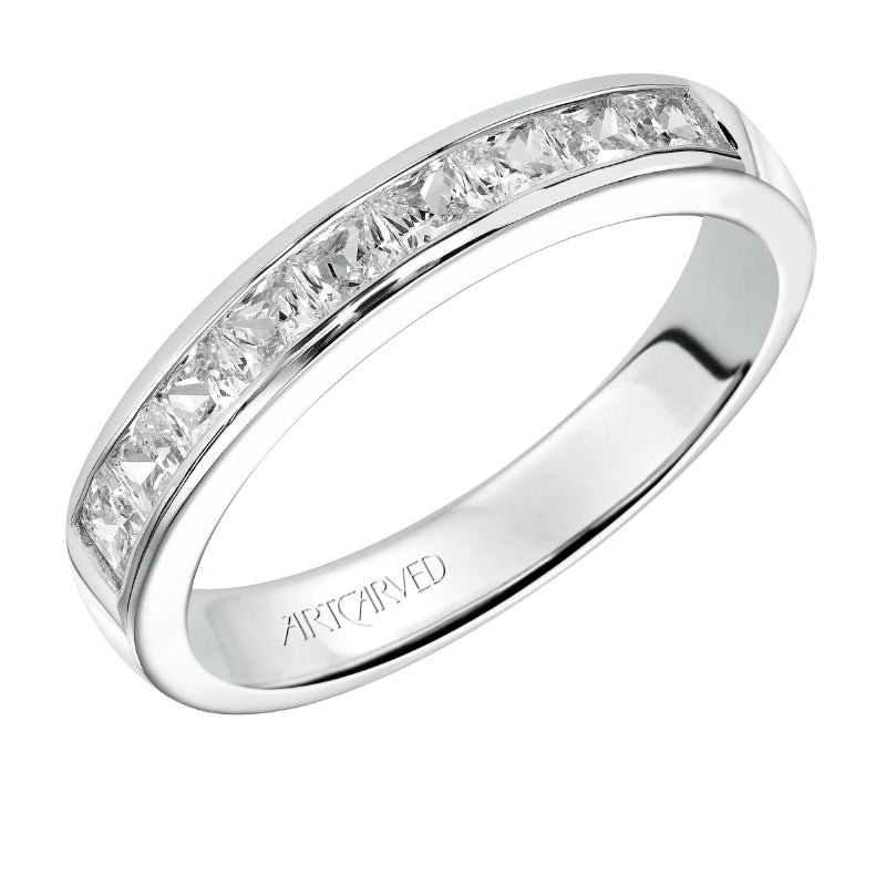 Artcarved Bridal Mounted with Side Stones Classic Diamond Anniversary Band 14K White Gold