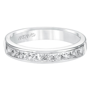 Artcarved Bridal Mounted with Side Stones Classic Diamond Anniversary Band 14K White Gold