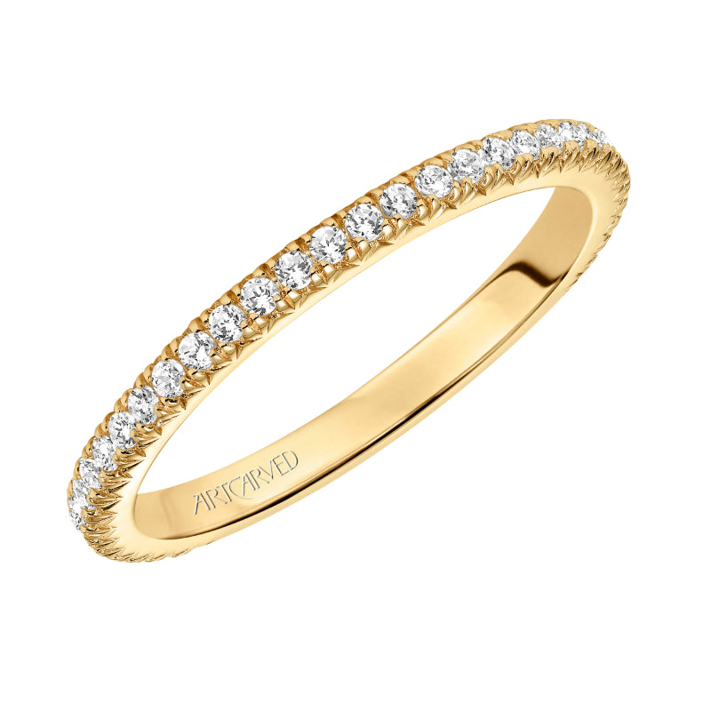 Artcarved Bridal Mounted with Side Stones Contemporary Stackable Eternity Anniversary Band 14K Yellow Gold