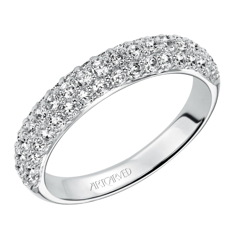 Artcarved Bridal Mounted with Side Stones Contemporary Diamond Anniversary Band 14K White Gold