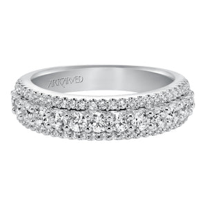 Artcarved Bridal Mounted with Side Stones Contemporary Fashion Diamond Anniversary Band 14K White Gold