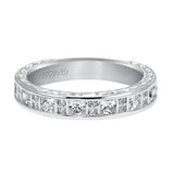 Artcarved Bridal Mounted with Side Stones Diamond Anniversary Band 14K White Gold