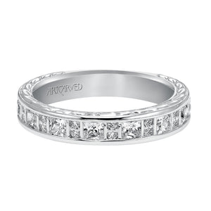 Artcarved Bridal Mounted with Side Stones Diamond Anniversary Band 14K White Gold