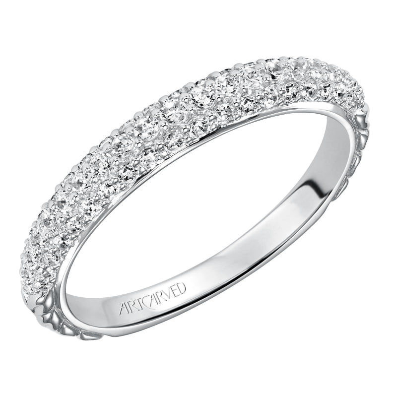 Artcarved Bridal Mounted with Side Stones Diamond Anniversary Band 14K White Gold