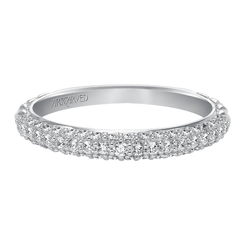 Artcarved Bridal Mounted with Side Stones Diamond Anniversary Band 14K White Gold