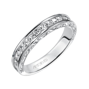 Artcarved Bridal Mounted with Side Stones Vintage Fashion Diamond Anniversary Band 14K White Gold