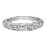 Artcarved Bridal Mounted with Side Stones Vintage Fashion Diamond Anniversary Band 14K White Gold