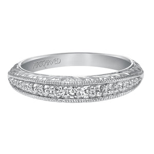 Artcarved Bridal Mounted with Side Stones Vintage Fashion Diamond Anniversary Band 14K White Gold