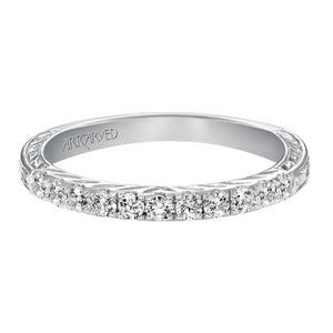 Artcarved Bridal Mounted with Side Stones Vintage Fashion Diamond Anniversary Band 14K White Gold