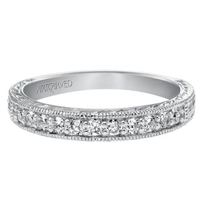 Artcarved Bridal Mounted with Side Stones Vintage Diamond Anniversary Band 14K White Gold