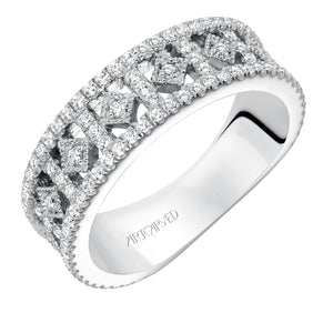 Artcarved Bridal Mounted with Side Stones Contemporary Diamond Anniversary Band 14K White Gold