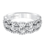 Artcarved Bridal Mounted with Side Stones Contemporary Diamond Anniversary Band 14K White Gold