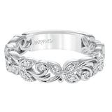 Artcarved Bridal Mounted with Side Stones Contemporary Stackable Fashion Anniversary Band 14K White Gold