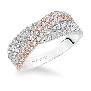 Artcarved Bridal Mounted with Side Stones Contemporary Diamond Anniversary Band 14K White Gold Primary & 14K Rose Gold