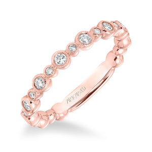 Artcarved Bridal Mounted with Side Stones Contemporary Fashion Diamond Anniversary Band 14K Rose Gold