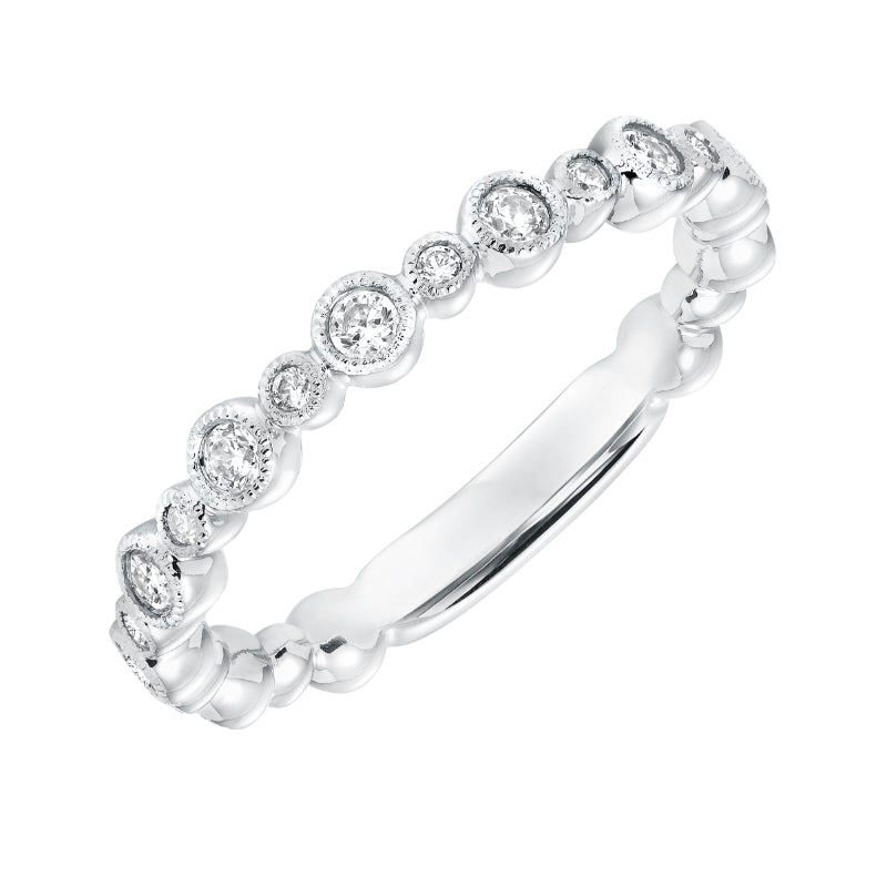 Artcarved Bridal Mounted with Side Stones Contemporary Fashion Diamond Anniversary Band 14K White Gold