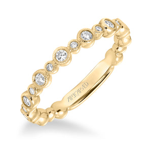 Artcarved Bridal Mounted with Side Stones Contemporary Fashion Diamond Anniversary Band 14K Yellow Gold