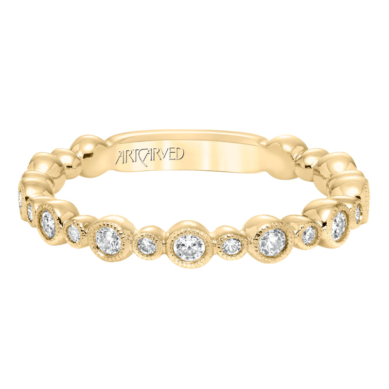 Artcarved Bridal Mounted with Side Stones Contemporary Fashion Diamond Anniversary Band 14K Yellow Gold