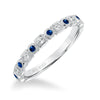 Artcarved Bridal Mounted with Side Stones Contemporary Diamond Anniversary Band 14K White Gold & Blue Sapphire