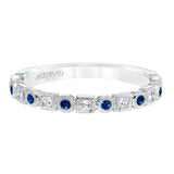 Artcarved Bridal Mounted with Side Stones Contemporary Diamond Anniversary Band 14K White Gold & Blue Sapphire