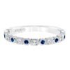 Artcarved Bridal Mounted with Side Stones Contemporary Diamond Anniversary Band 14K White Gold & Blue Sapphire