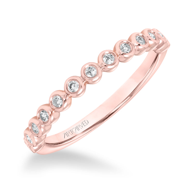 Artcarved Bridal Mounted with Side Stones Contemporary Diamond Anniversary Band 14K Rose Gold