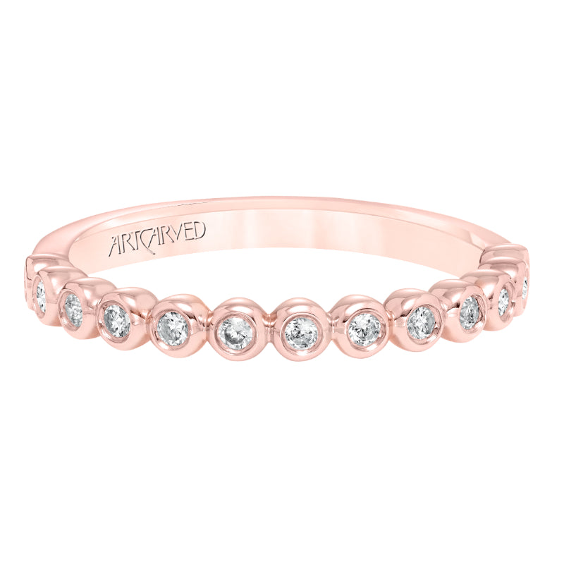 Artcarved Bridal Mounted with Side Stones Contemporary Diamond Anniversary Band 14K Rose Gold